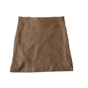 ST‎ JOHN Skirt Women's 16 Beige Peach Sequined Metallic Gold Party NEW $695
